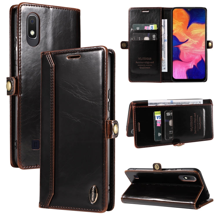 For Samsung Galaxy A10 / M10 GQUTROBE RFID Blocking Oil Wax Leather Phone Case