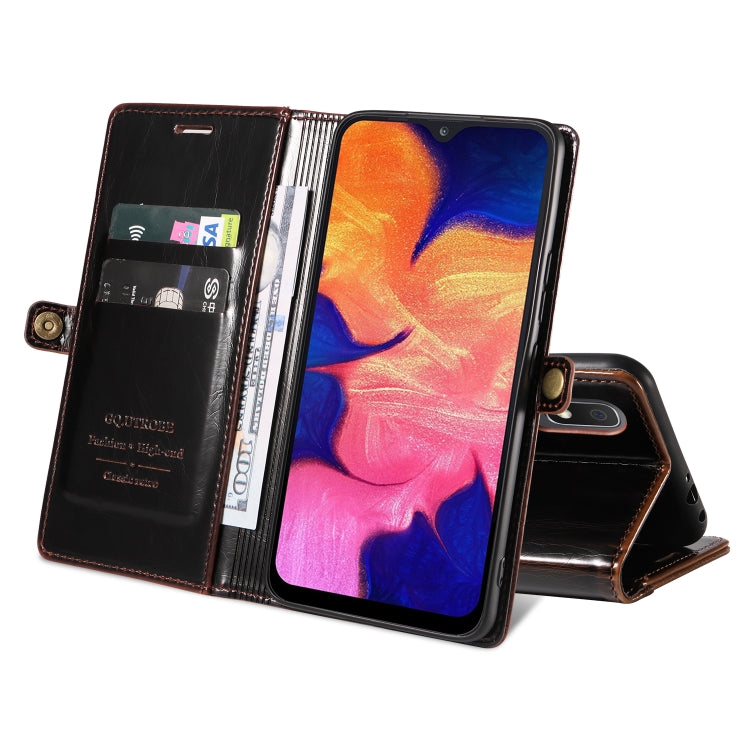 For Samsung Galaxy A10 / M10 GQUTROBE RFID Blocking Oil Wax Leather Phone Case