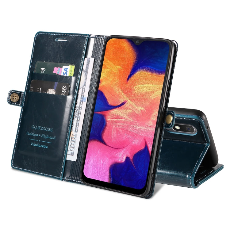 For Samsung Galaxy A10 / M10 GQUTROBE RFID Blocking Oil Wax Leather Phone Case