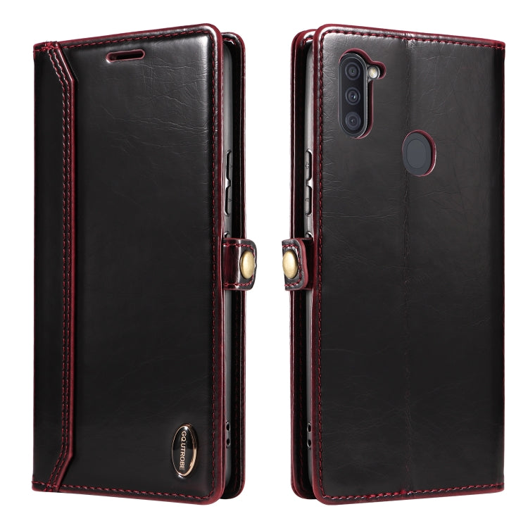 For Samsung Galaxy A11 / M11 GQUTROBE RFID Blocking Oil Wax Leather Phone Case