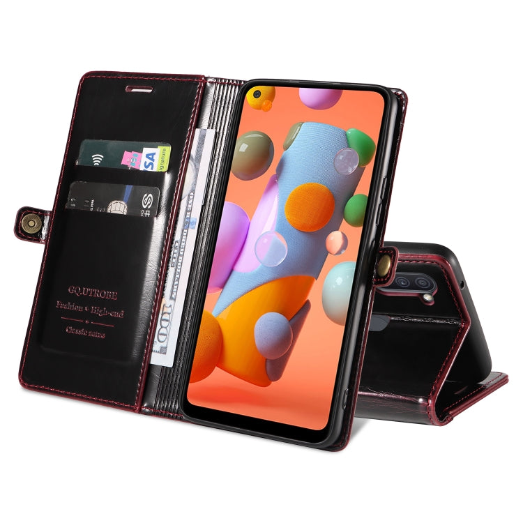 For Samsung Galaxy A11 / M11 GQUTROBE RFID Blocking Oil Wax Leather Phone Case
