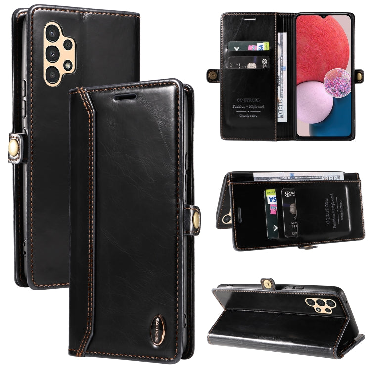 For Samsung Galaxy A13 4G EU GQUTROBE RFID Blocking Oil Wax Leather Phone Case