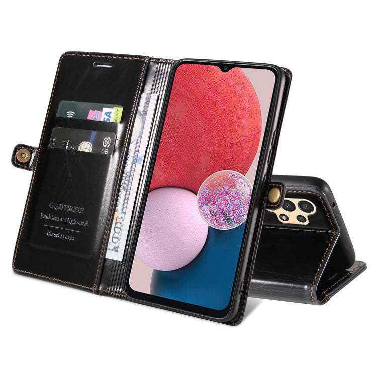 For Samsung Galaxy A13 4G EU GQUTROBE RFID Blocking Oil Wax Leather Phone Case