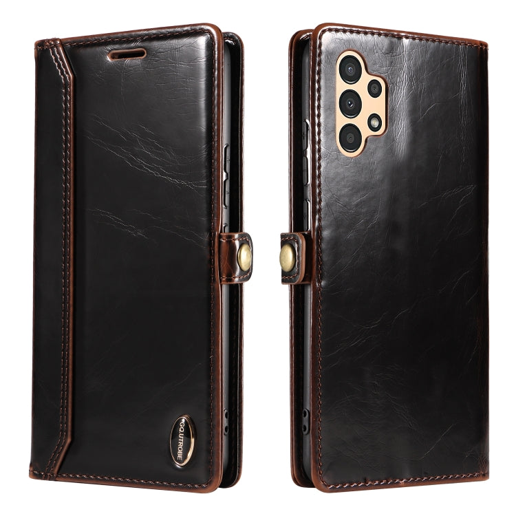 For Samsung Galaxy A13 4G EU GQUTROBE RFID Blocking Oil Wax Leather Phone Case