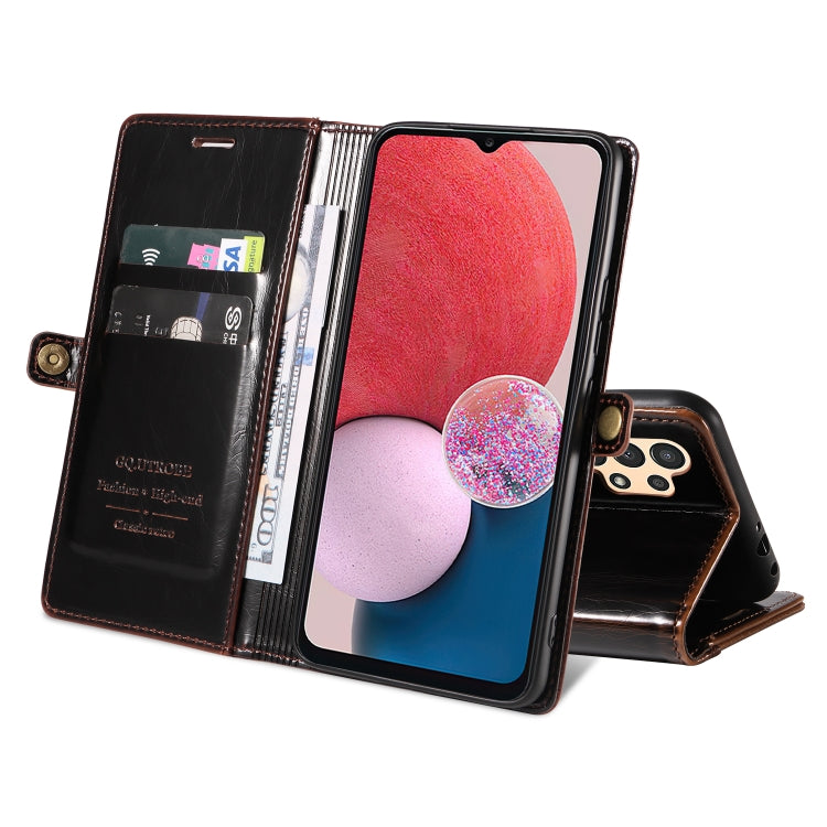 For Samsung Galaxy A13 4G EU GQUTROBE RFID Blocking Oil Wax Leather Phone Case