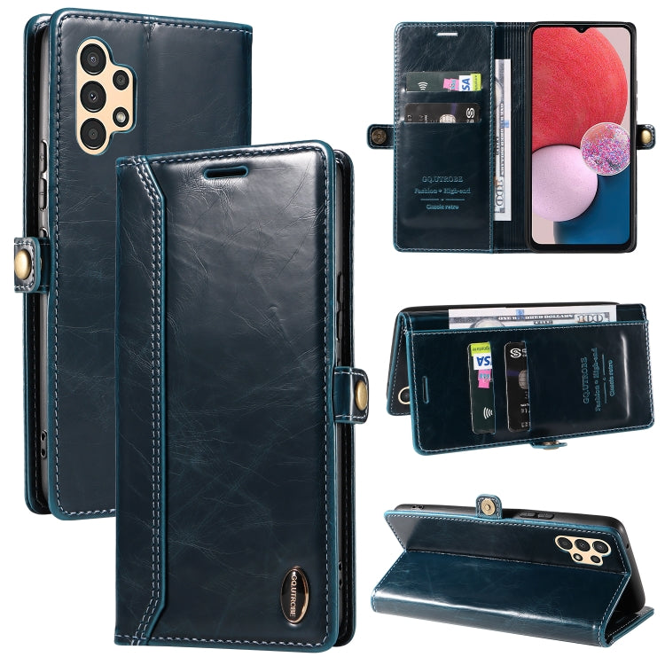 For Samsung Galaxy A13 4G EU GQUTROBE RFID Blocking Oil Wax Leather Phone Case