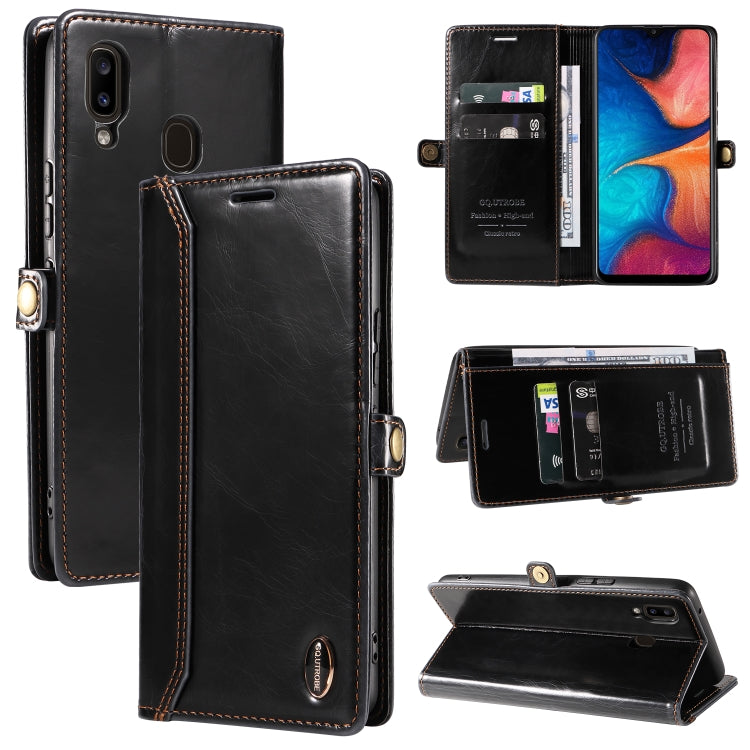 For Samsung Galaxy A20 / A30 GQUTROBE RFID Blocking Oil Wax Leather Phone Case