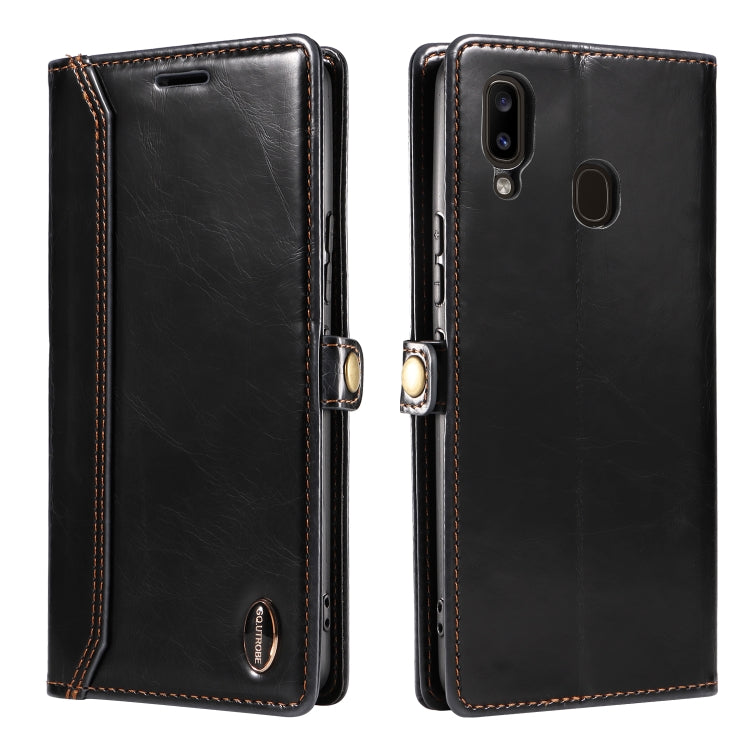 For Samsung Galaxy A20 / A30 GQUTROBE RFID Blocking Oil Wax Leather Phone Case