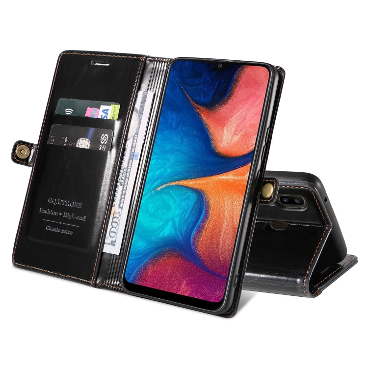For Samsung Galaxy A20 / A30 GQUTROBE RFID Blocking Oil Wax Leather Phone Case