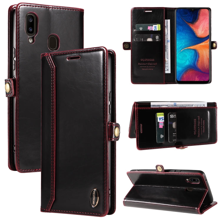 For Samsung Galaxy A20 / A30 GQUTROBE RFID Blocking Oil Wax Leather Phone Case