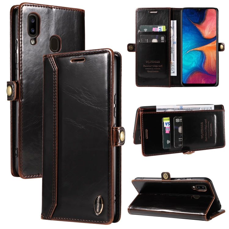 For Samsung Galaxy A20 / A30 GQUTROBE RFID Blocking Oil Wax Leather Phone Case
