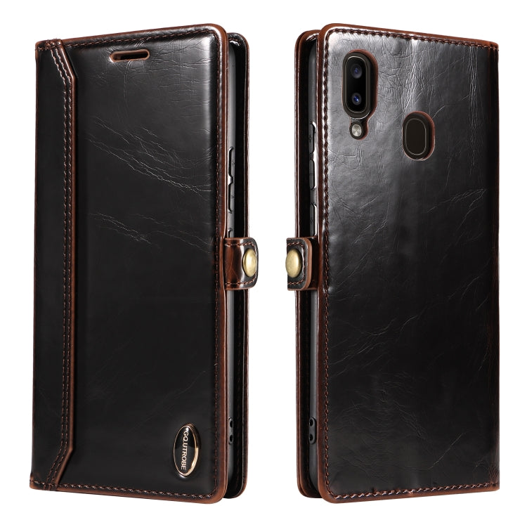 For Samsung Galaxy A20 / A30 GQUTROBE RFID Blocking Oil Wax Leather Phone Case