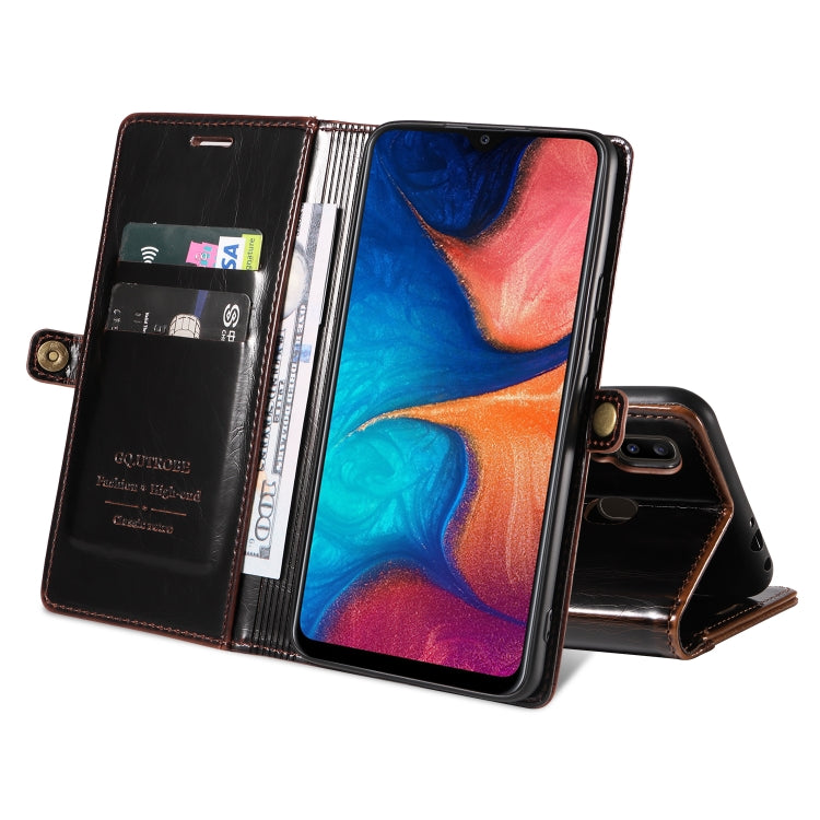 For Samsung Galaxy A20 / A30 GQUTROBE RFID Blocking Oil Wax Leather Phone Case