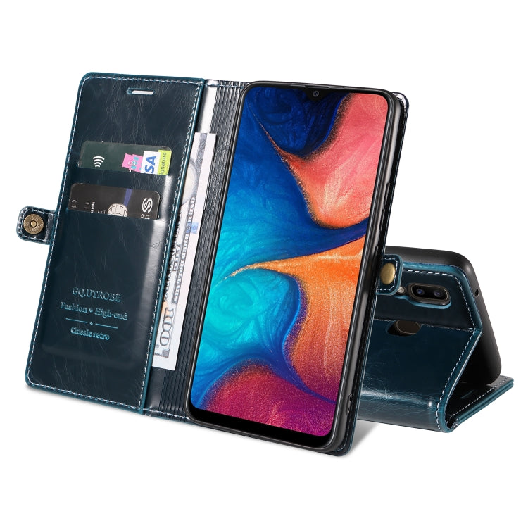 For Samsung Galaxy A20 / A30 GQUTROBE RFID Blocking Oil Wax Leather Phone Case