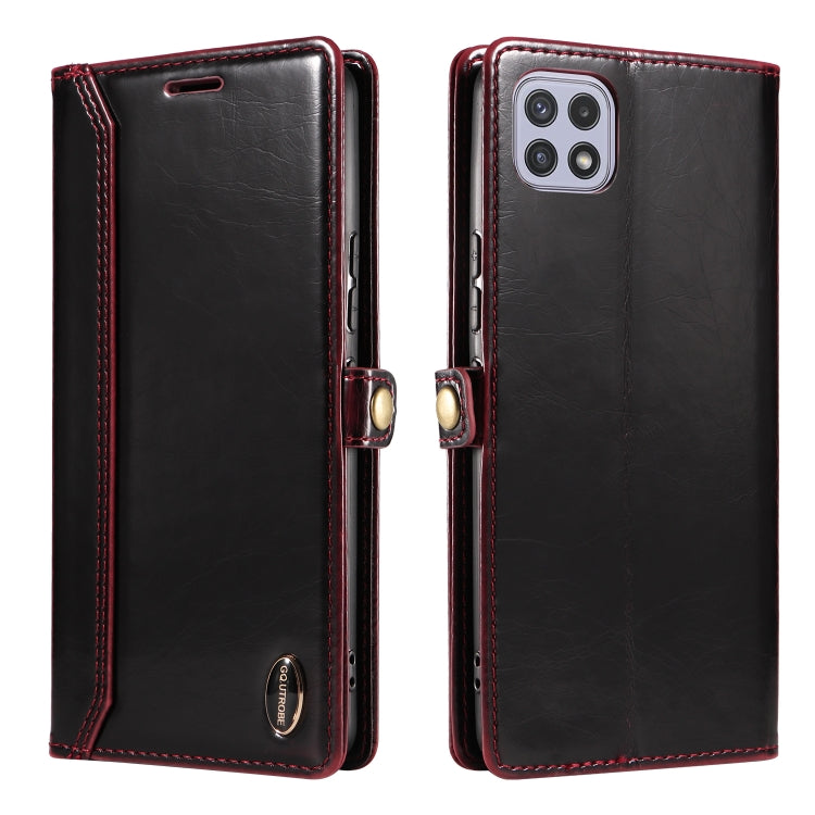 For Samsung Galaxy A22 5G GQUTROBE RFID Blocking Oil Wax Leather Phone Case