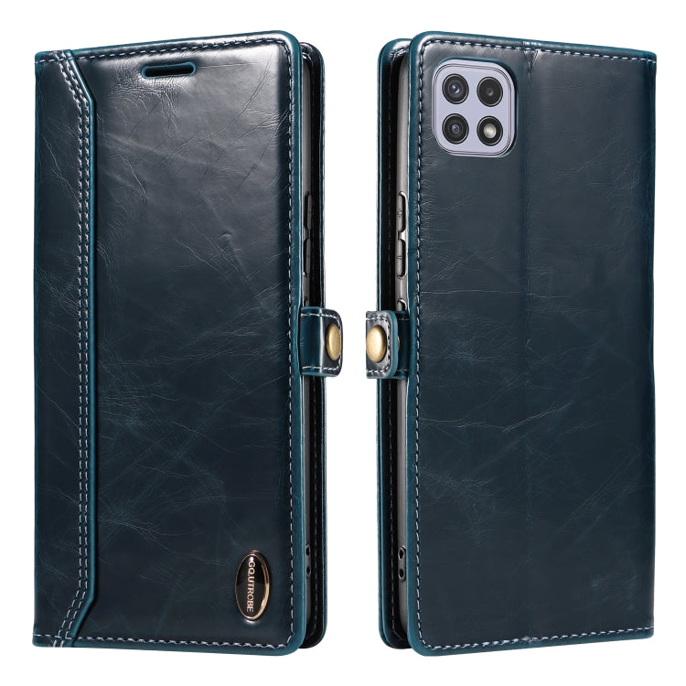 For Samsung Galaxy A22 5G GQUTROBE RFID Blocking Oil Wax Leather Phone Case