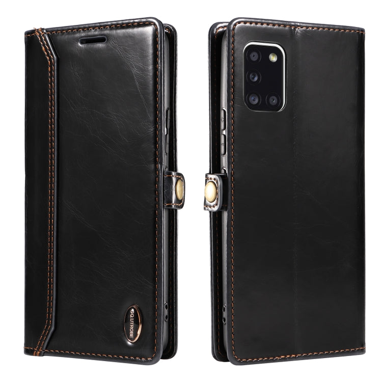 For Samsung Galaxy A31 EU GQUTROBE RFID Blocking Oil Wax Leather Phone Case
