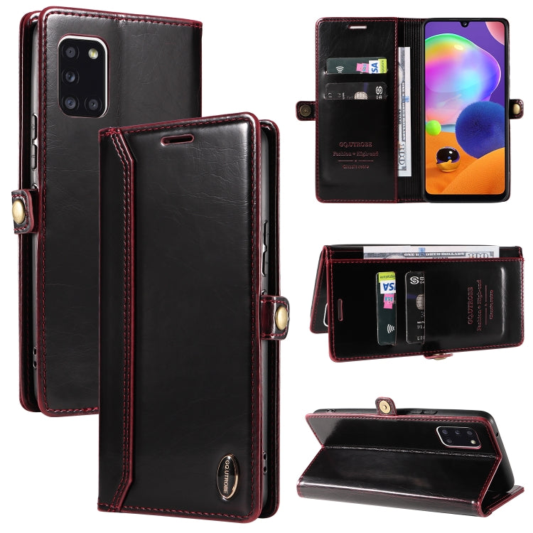 For Samsung Galaxy A31 EU GQUTROBE RFID Blocking Oil Wax Leather Phone Case