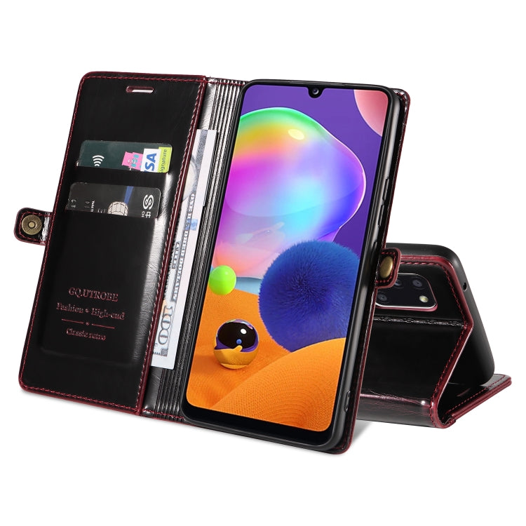 For Samsung Galaxy A31 EU GQUTROBE RFID Blocking Oil Wax Leather Phone Case