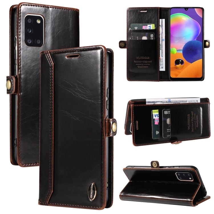 For Samsung Galaxy A31 EU GQUTROBE RFID Blocking Oil Wax Leather Phone Case