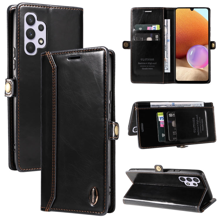 For Samsung Galaxy A32 4G GQUTROBE RFID Blocking Oil Wax Leather Phone Case