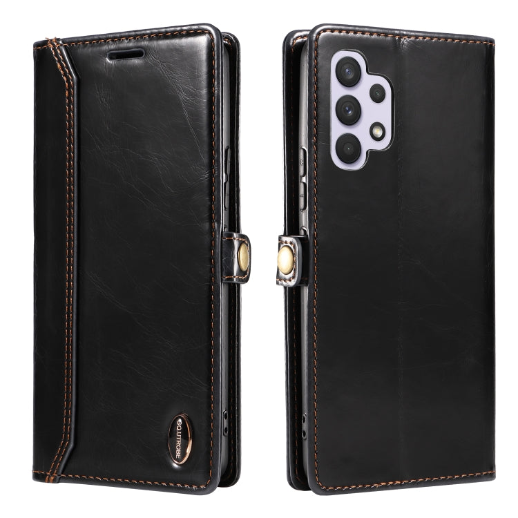 For Samsung Galaxy A32 4G GQUTROBE RFID Blocking Oil Wax Leather Phone Case