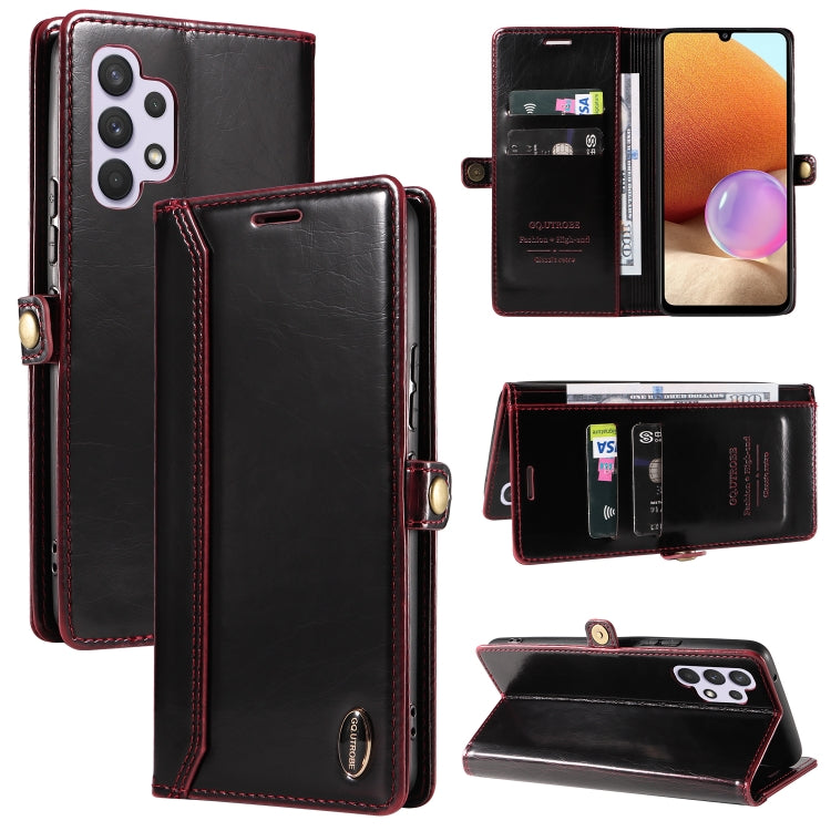 For Samsung Galaxy A32 4G GQUTROBE RFID Blocking Oil Wax Leather Phone Case
