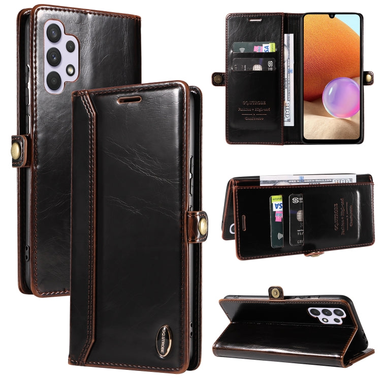For Samsung Galaxy A32 4G GQUTROBE RFID Blocking Oil Wax Leather Phone Case