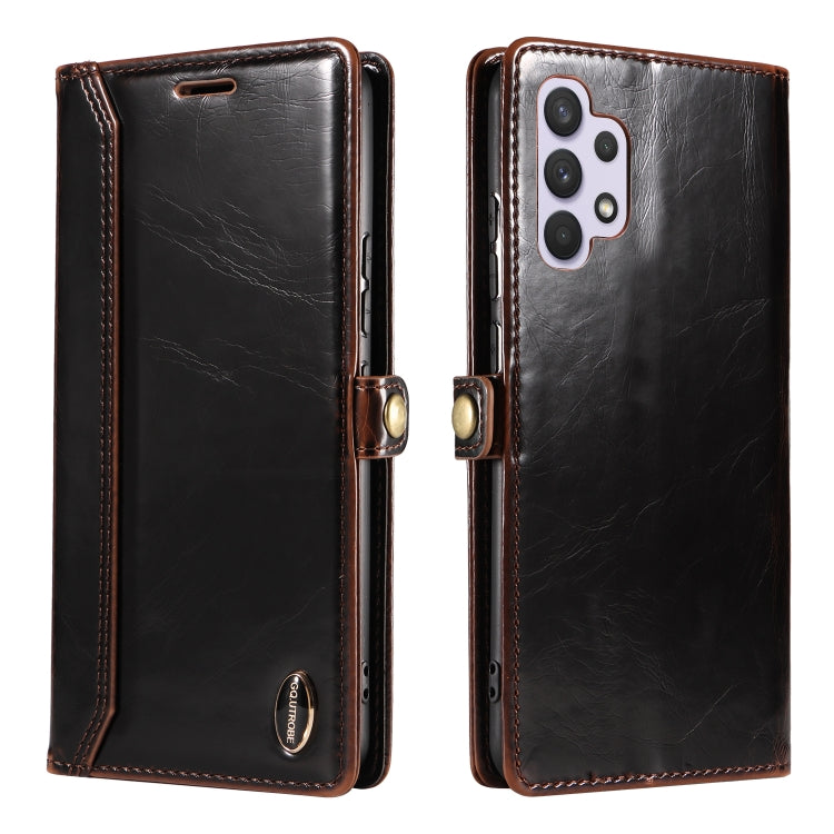 For Samsung Galaxy A32 4G GQUTROBE RFID Blocking Oil Wax Leather Phone Case