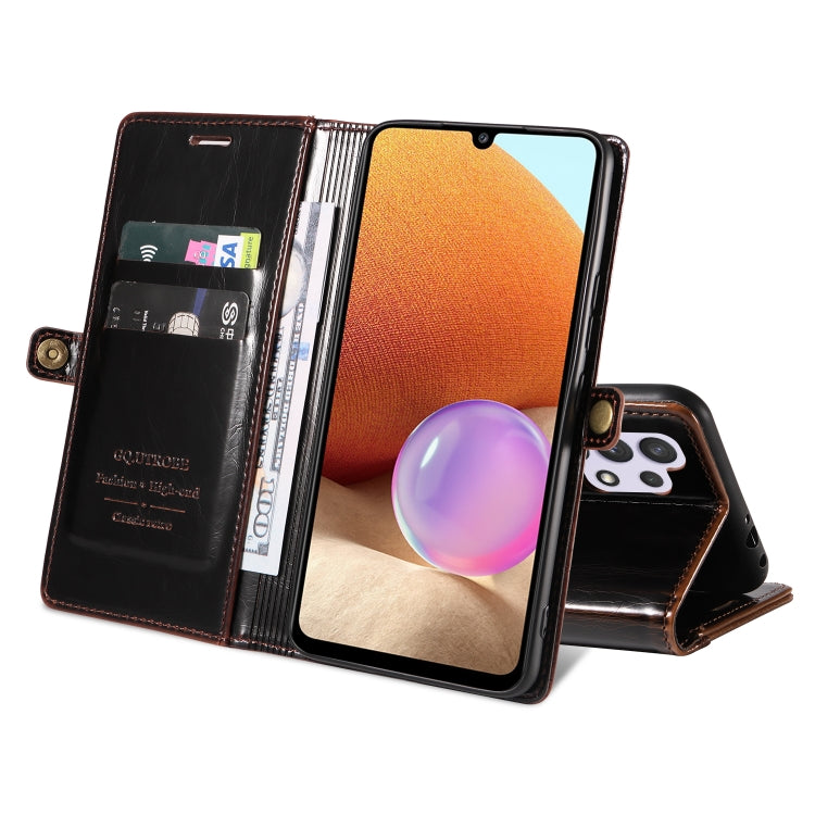 For Samsung Galaxy A32 4G GQUTROBE RFID Blocking Oil Wax Leather Phone Case