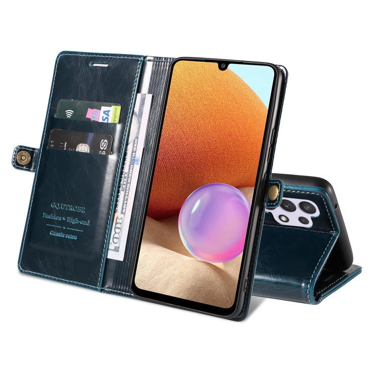 For Samsung Galaxy A32 4G GQUTROBE RFID Blocking Oil Wax Leather Phone Case