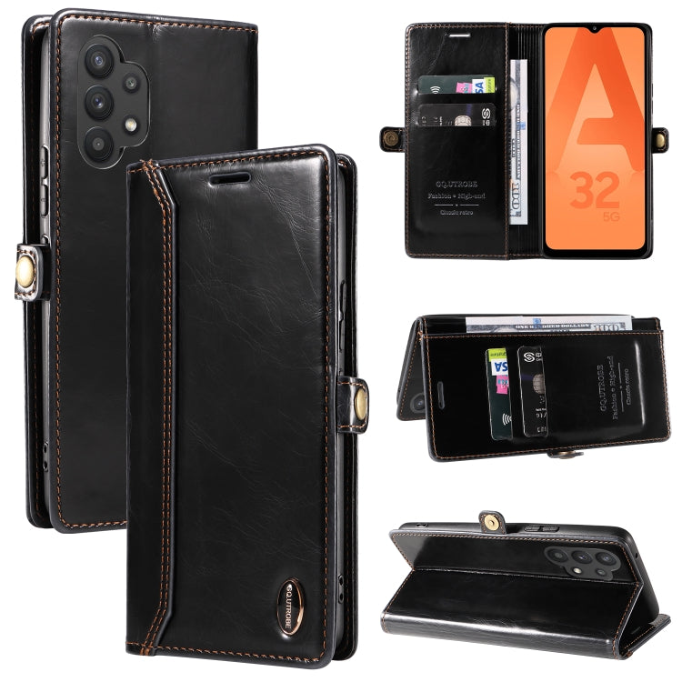 For Samsung Galaxy A32 5G / M32 5G GQUTROBE RFID Blocking Oil Wax Leather Phone Case