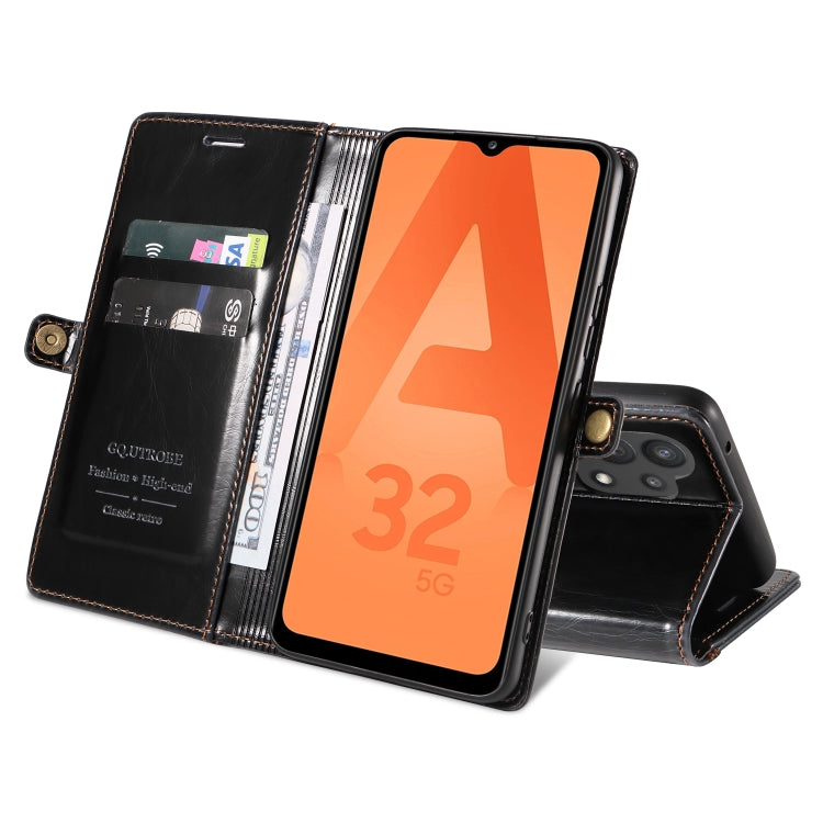 For Samsung Galaxy A32 5G / M32 5G GQUTROBE RFID Blocking Oil Wax Leather Phone Case