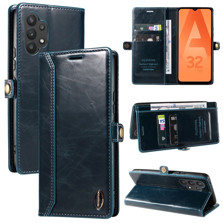 For Samsung Galaxy A32 5G / M32 5G GQUTROBE RFID Blocking Oil Wax Leather Phone Case