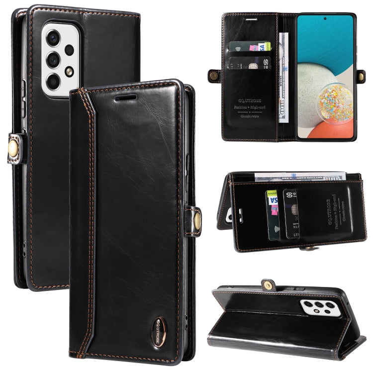 For Samsung Galaxy A33 5G GQUTROBE RFID Blocking Oil Wax Leather Phone Case