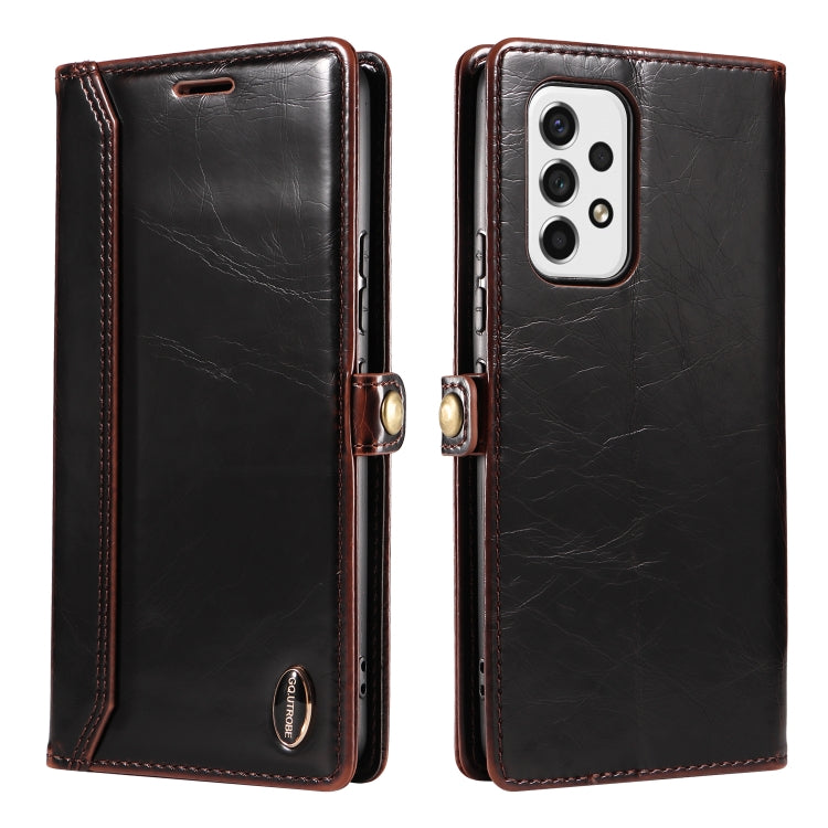 For Samsung Galaxy A33 5G GQUTROBE RFID Blocking Oil Wax Leather Phone Case