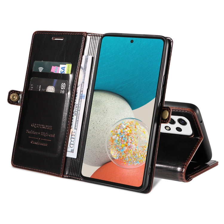 For Samsung Galaxy A33 5G GQUTROBE RFID Blocking Oil Wax Leather Phone Case