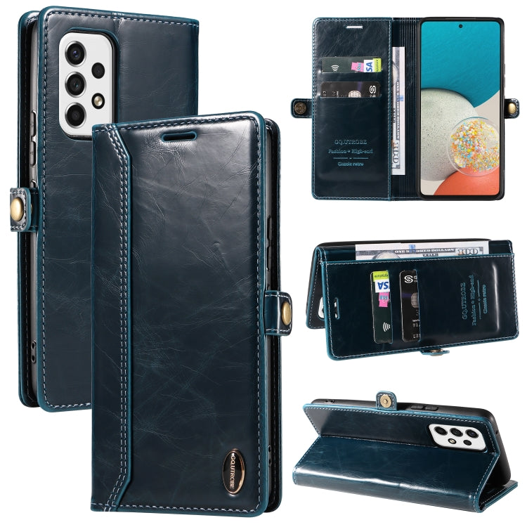 For Samsung Galaxy A33 5G GQUTROBE RFID Blocking Oil Wax Leather Phone Case