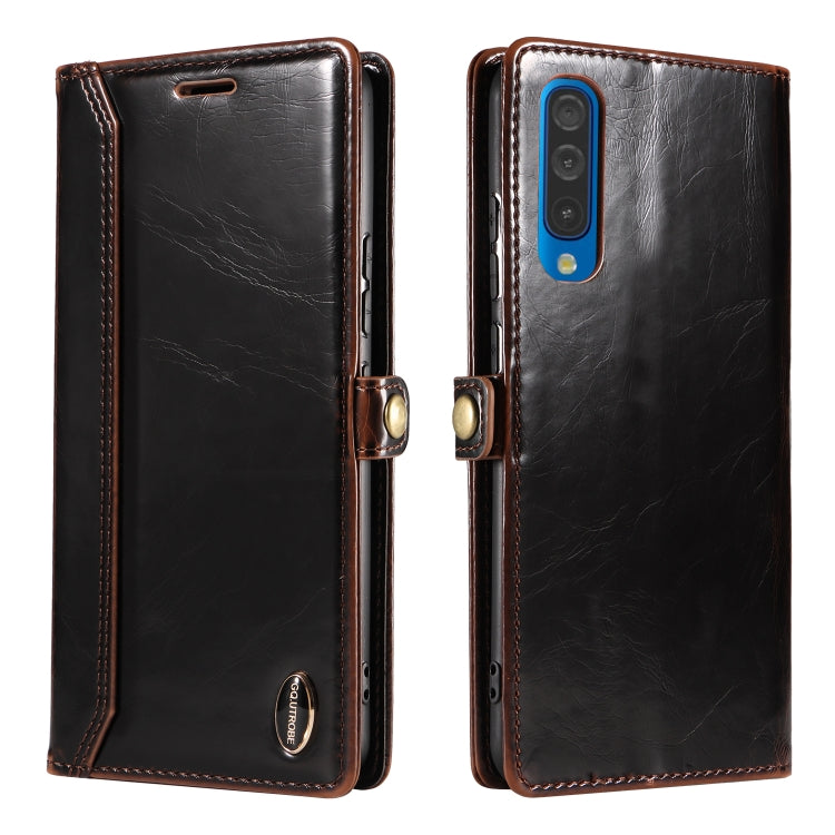 For Samsung Galaxy A50 / A30s GQUTROBE RFID Blocking Oil Wax Leather Phone Case