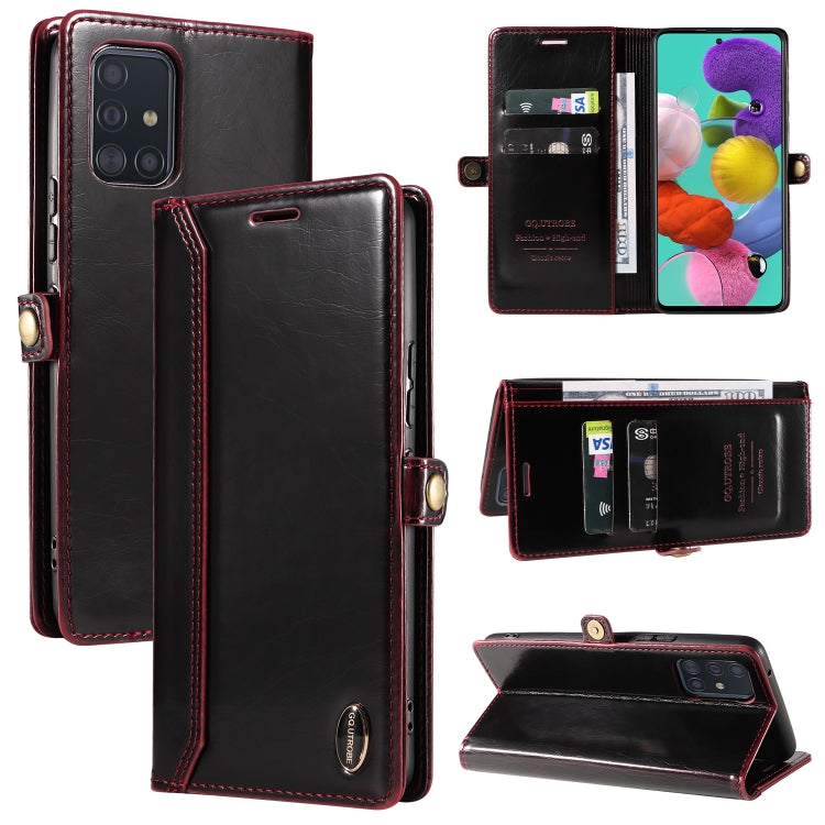 For Samsung Galaxy A51 4G / M40s GQUTROBE RFID Blocking Oil Wax Leather Phone Case