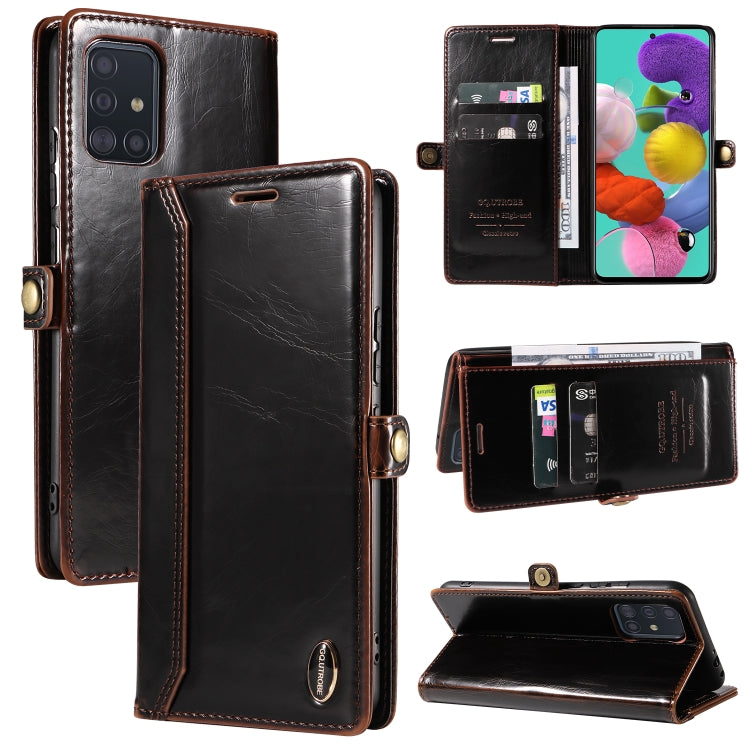For Samsung Galaxy A51 4G / M40s GQUTROBE RFID Blocking Oil Wax Leather Phone Case