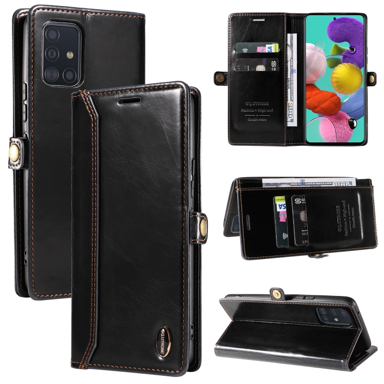 For Samsung Galaxy A51 5G GQUTROBE RFID Blocking Oil Wax Leather Phone Case