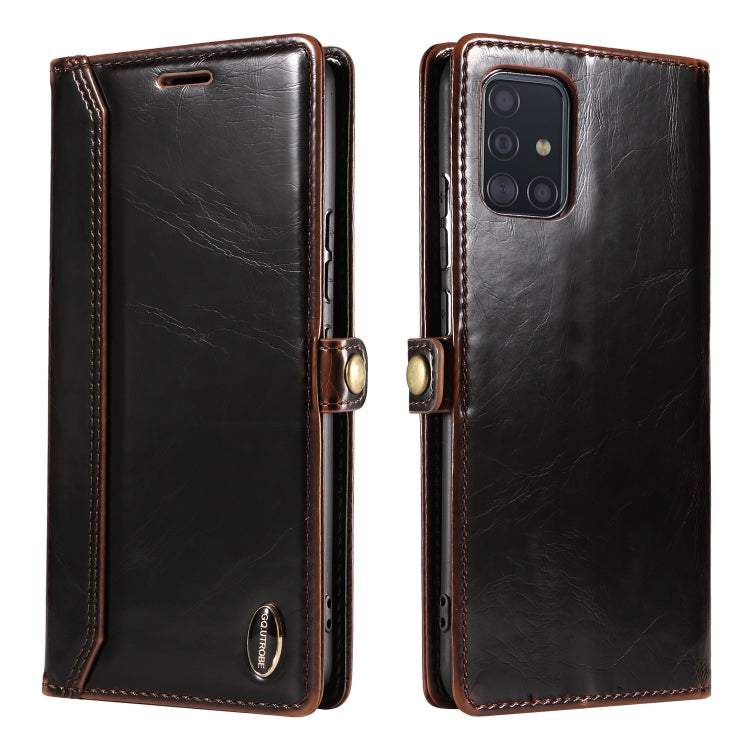 For Samsung Galaxy A51 5G GQUTROBE RFID Blocking Oil Wax Leather Phone Case