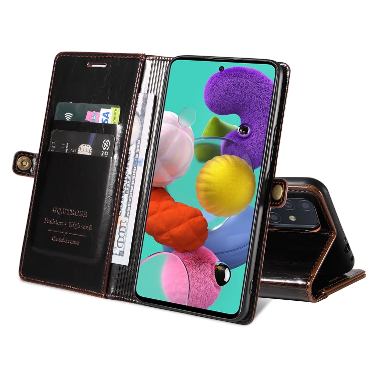 For Samsung Galaxy A51 5G GQUTROBE RFID Blocking Oil Wax Leather Phone Case