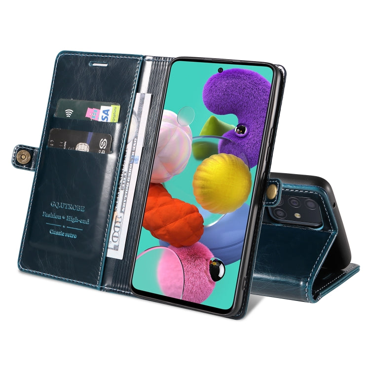 For Samsung Galaxy A51 5G GQUTROBE RFID Blocking Oil Wax Leather Phone Case