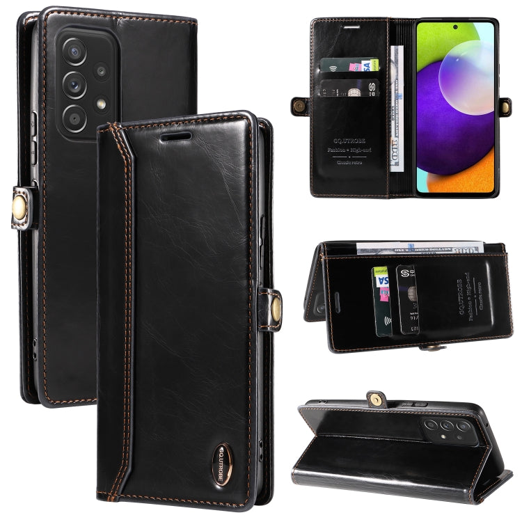 For Samsung Galaxy A52 4G / 5G GQUTROBE RFID Blocking Oil Wax Leather Phone Case