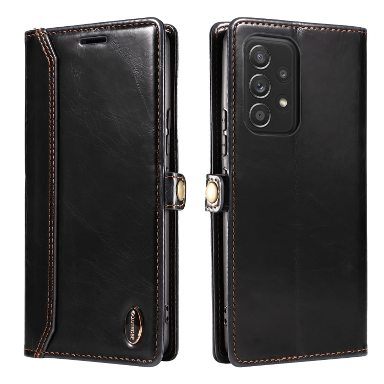 For Samsung Galaxy A52 4G / 5G GQUTROBE RFID Blocking Oil Wax Leather Phone Case
