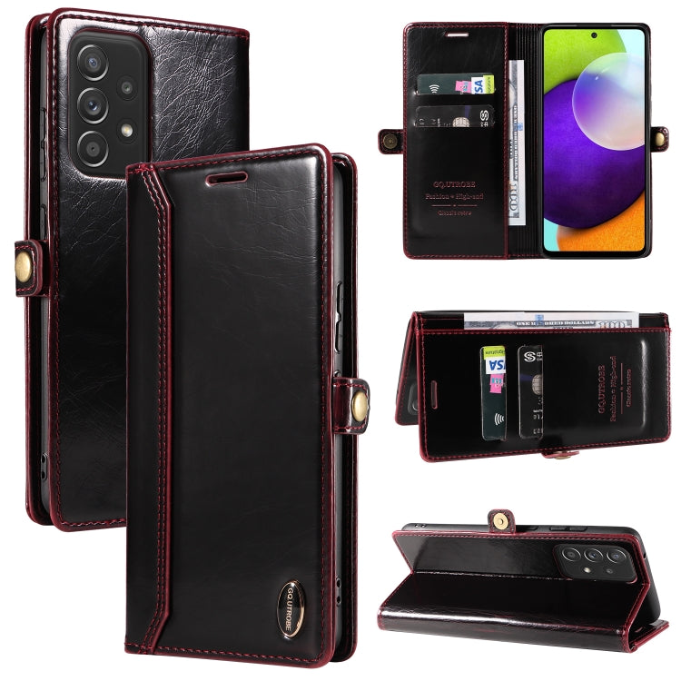 For Samsung Galaxy A52 4G / 5G GQUTROBE RFID Blocking Oil Wax Leather Phone Case
