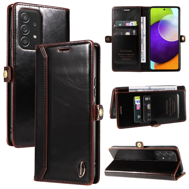 For Samsung Galaxy A52 4G / 5G GQUTROBE RFID Blocking Oil Wax Leather Phone Case