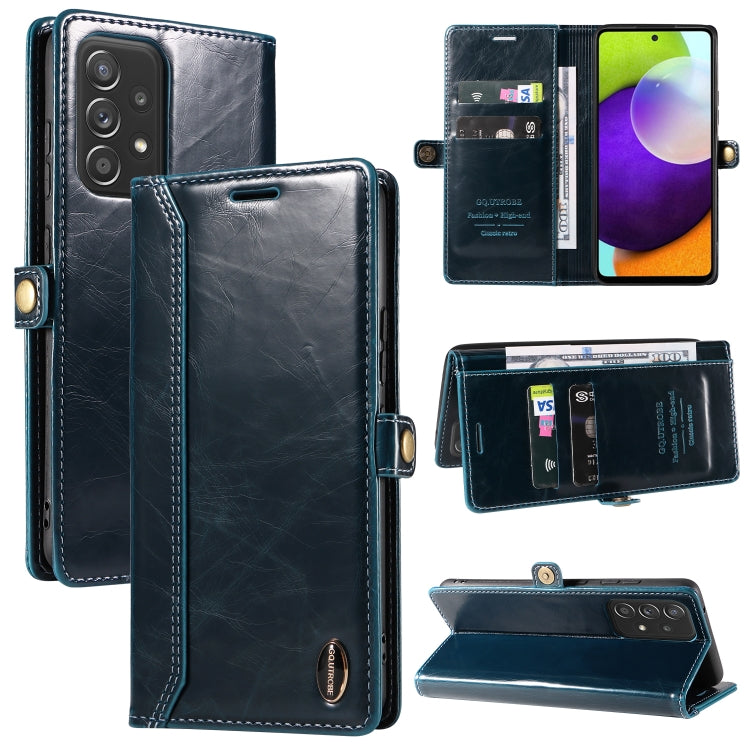 For Samsung Galaxy A52 4G / 5G GQUTROBE RFID Blocking Oil Wax Leather Phone Case